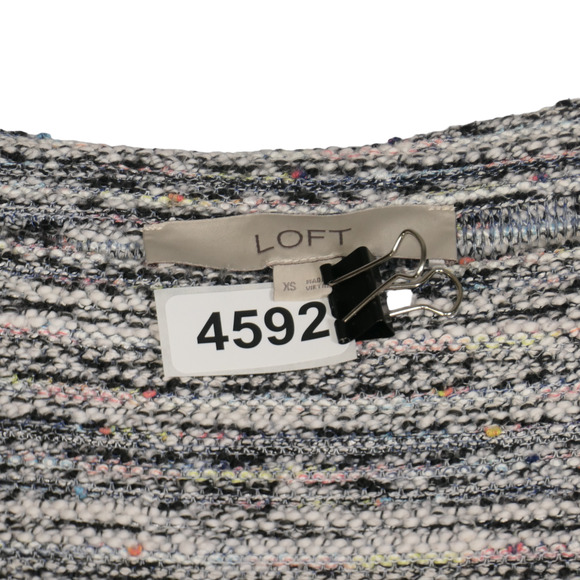 Loft Knit Sweater Women XS Marled Gray Textured Short Sleeve Pullover Scoop Neck - Picture 6 of 6